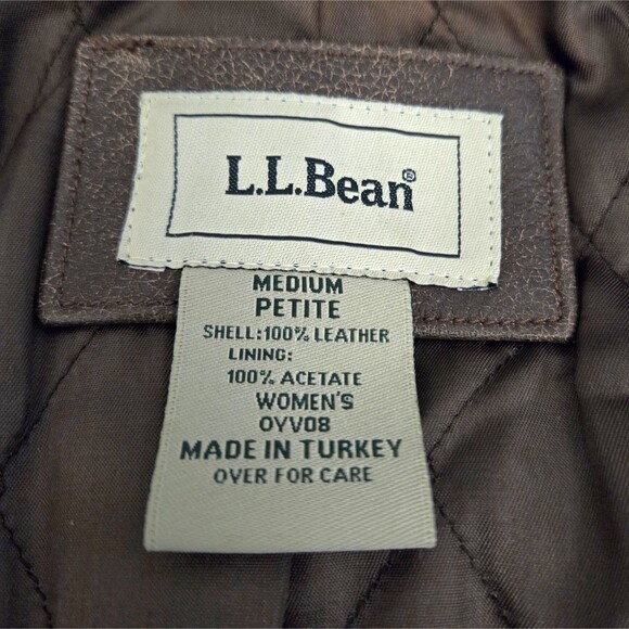 RARE LL BEAN Leather Aviator Jacket Women’s MP Brown Removable Sherpa Collar - Picture 7 of 16
